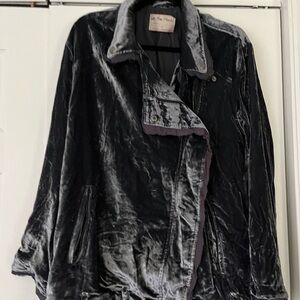 Free People blue soft velvet jacket